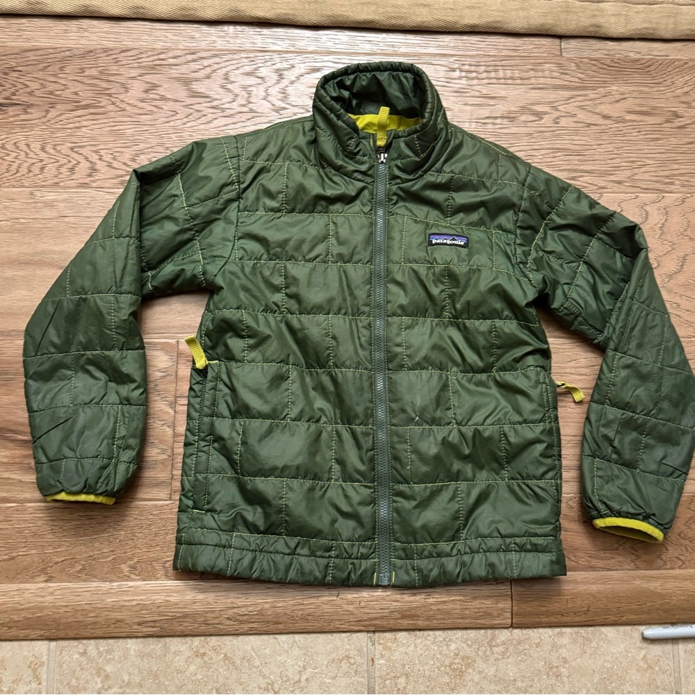 Patagonia Kids Olive Green Puffer Jacket